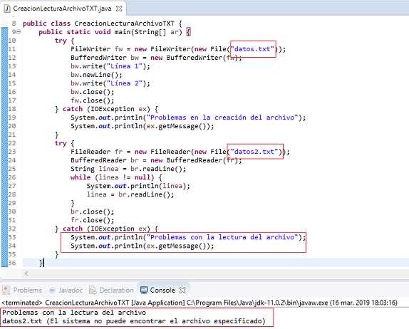 Java excepciones verificadas IOException