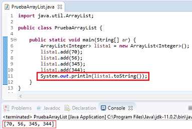 método toString ArrayList Java