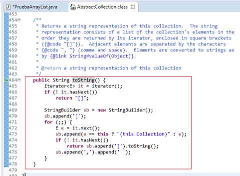 método toString ArrayList Java