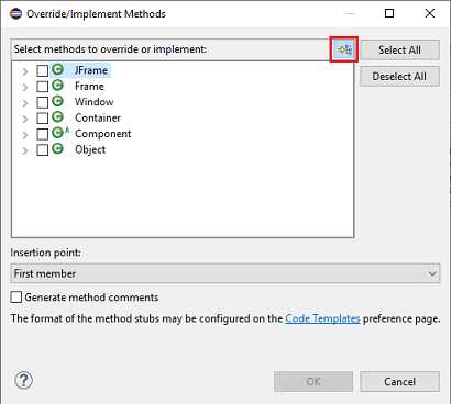 Java Eclipse Override/Implement Methods