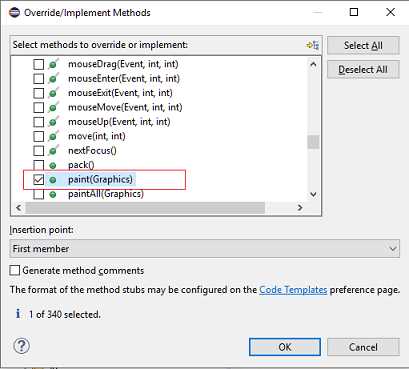 Java Eclipse Override/Implement Methods