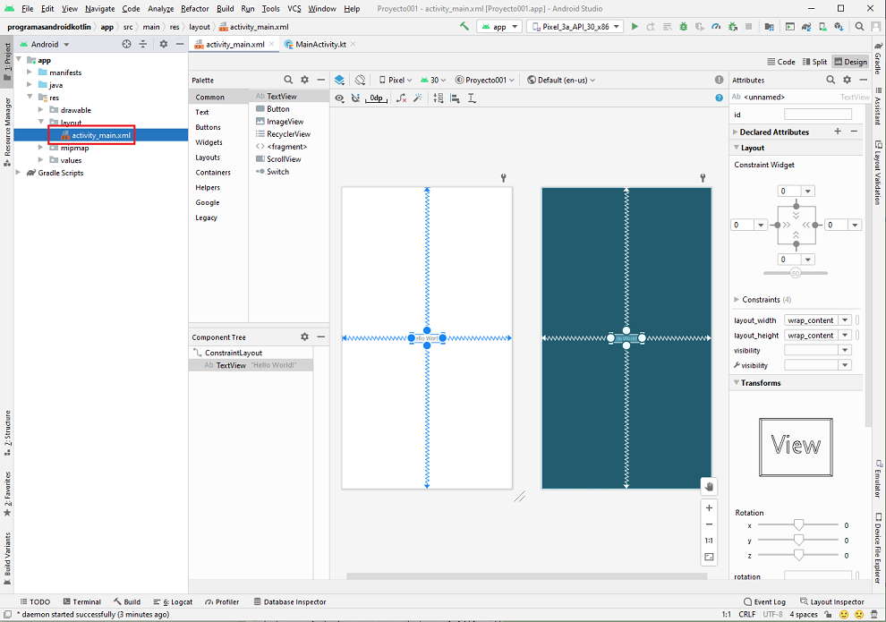 Entorno Android Studio con Kotlin