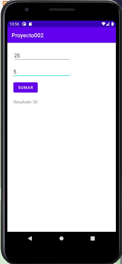 interfaz sumar dos numeros android