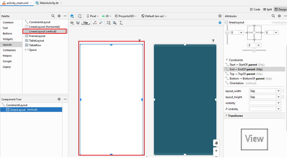 Linear Layout Vertical