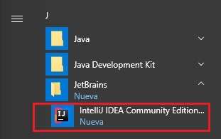 ejecución del entorno IntelliJ IDEA