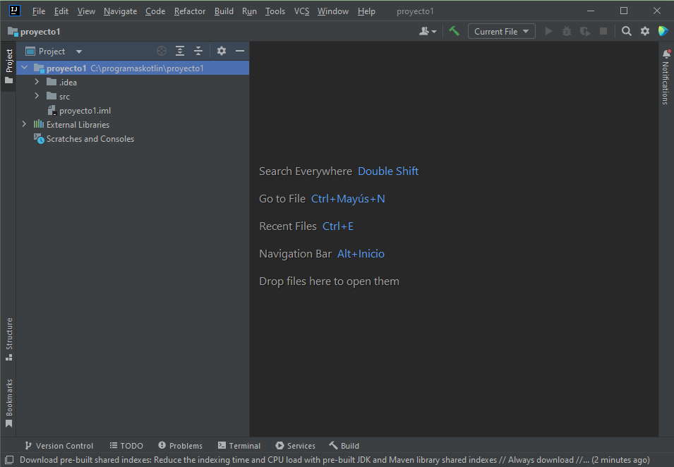 ejecución del entorno IntelliJ IDEA