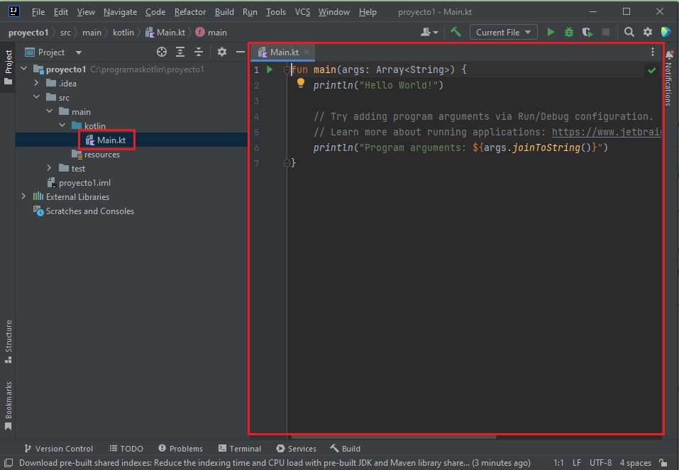 crear archivo Kotlin IntelliJ IDEA