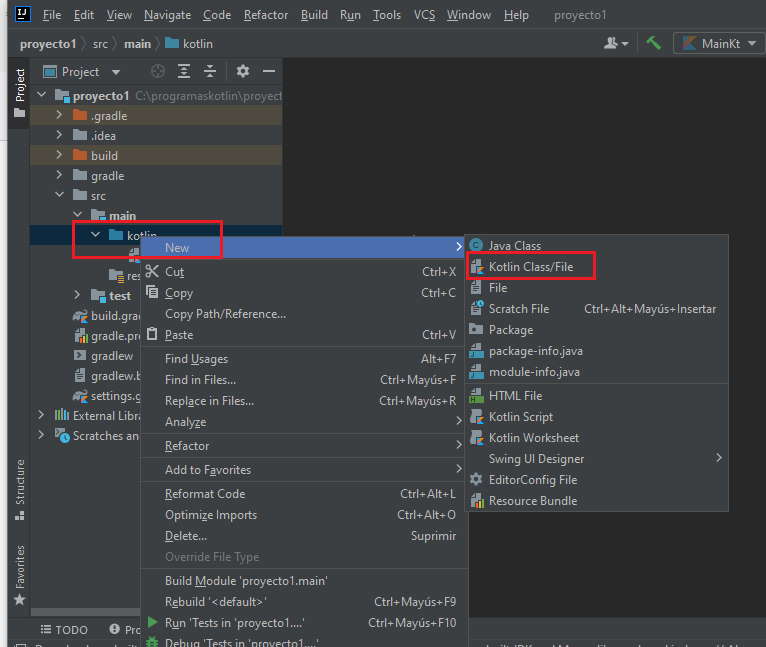 Kotlin IntelliJ IDEA y mostrar la Consola