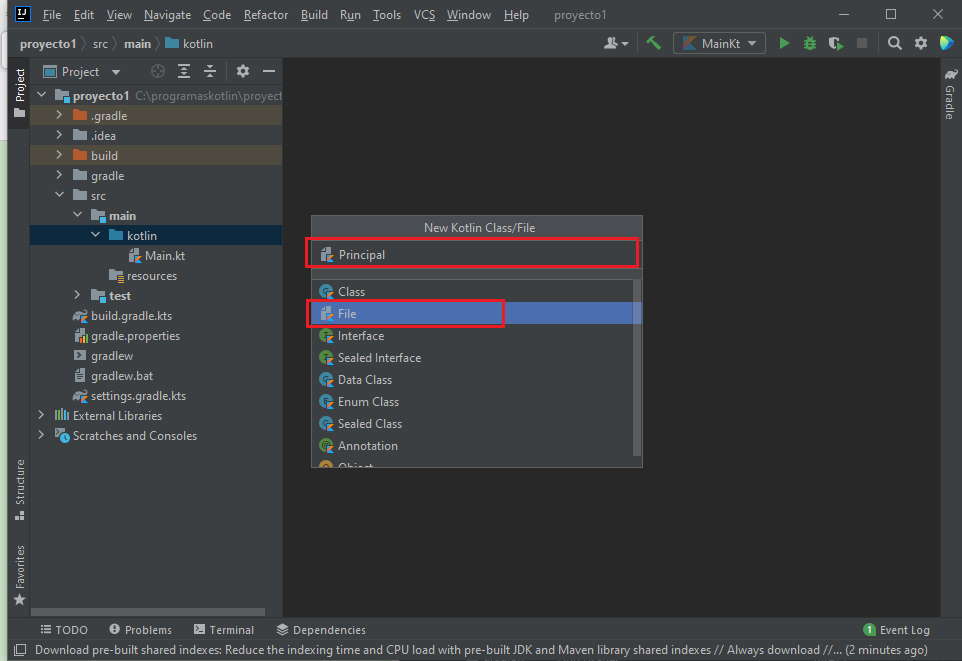 Kotlin IntelliJ IDEA y mostrar la Consola