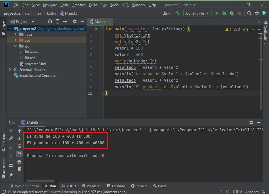 ejecución programa Kotlin IntelliJ IDEA