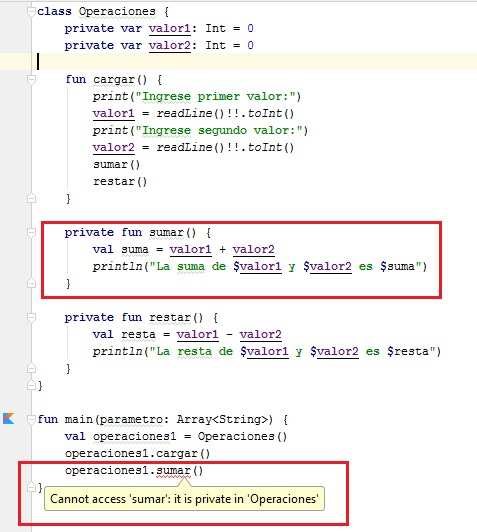 método private en Kotlin