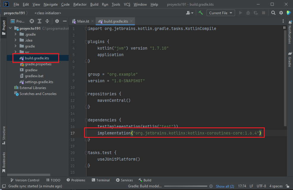 Coroutines build.gradle.kts