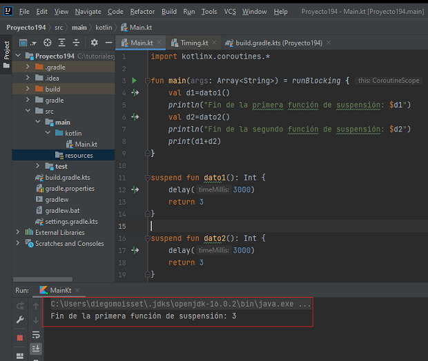 Coroutines runBlocking función de suspensión