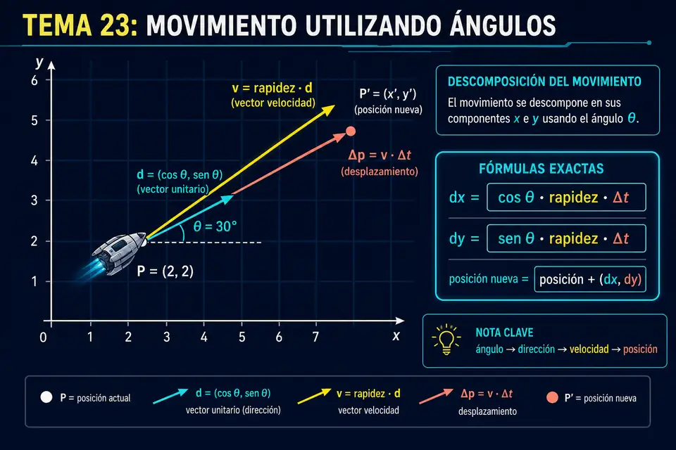 Objeto que convierte un ángulo en dirección velocidad y desplazamiento