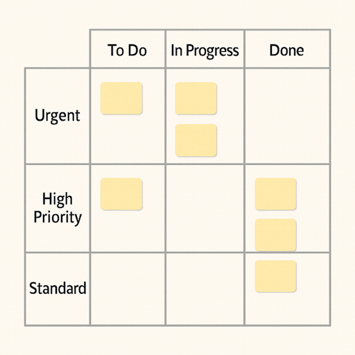 tablero kanban con carriles horizontales
