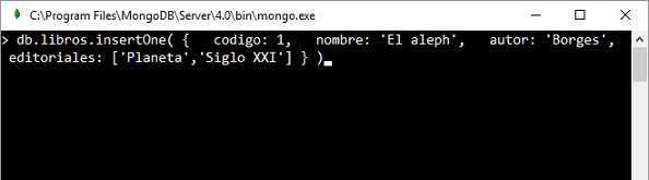 MongoDB crear colección y documento