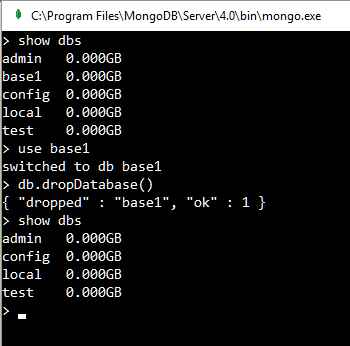 MongoDB dropDatabase