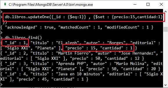 MongoDB método updateOne