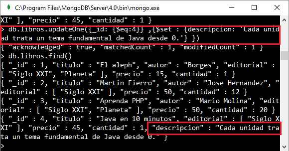 MongoDB método updateOne