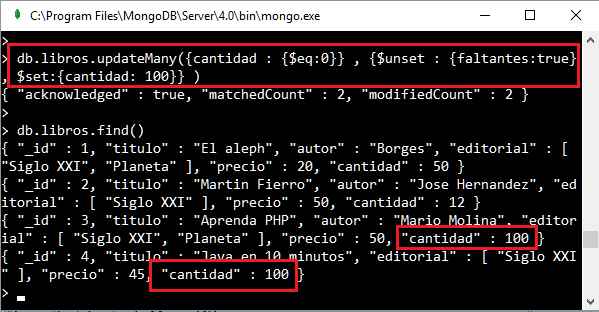 MongoDB método updateMany