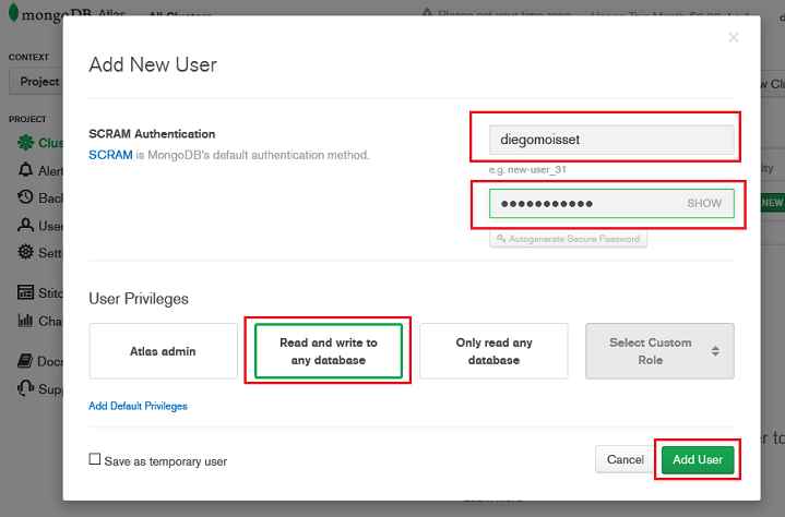 MongoDB atlas cuenta gratuita crear cluster