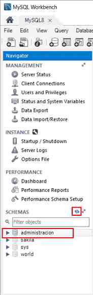 MySQL workbench visualizar base de datos