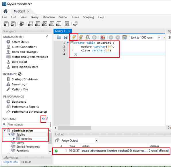 MySQL Workbench crear tabla