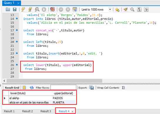 MySQL funciones manejo de cadenas