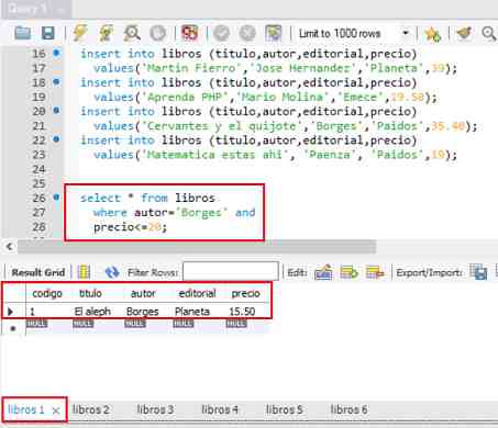 MySQL and or not xor