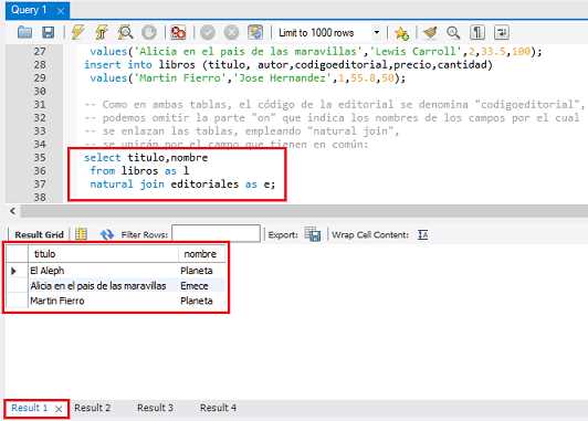 MySQL natural join