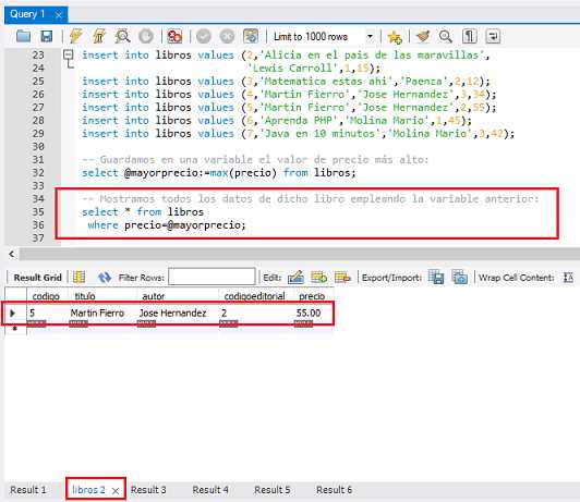 MySQL variables de usuario