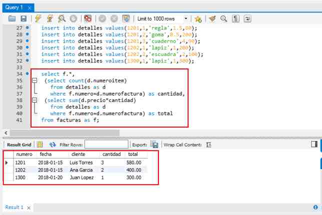 MySQL subconsultas correlacionadas