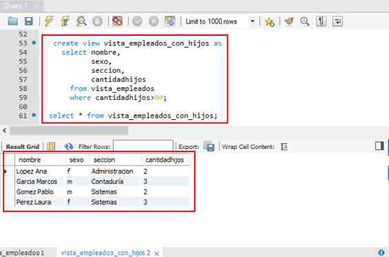 MySQL vistas basadas en otras vistas