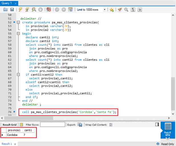 MySQL procedimiento almacenado estructura condicional if