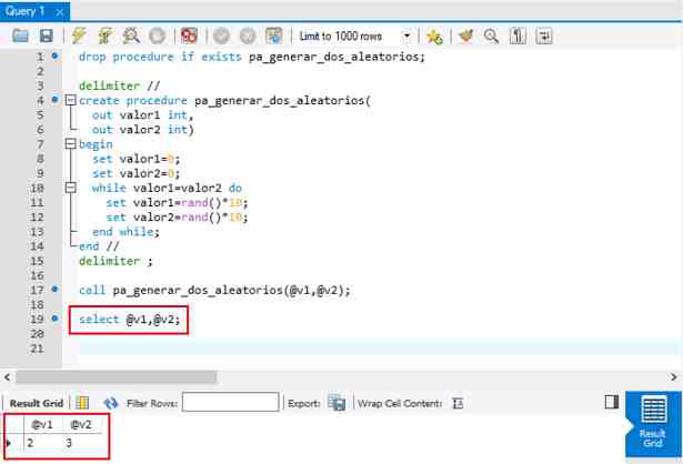 MySQL procedimientos almacenados while