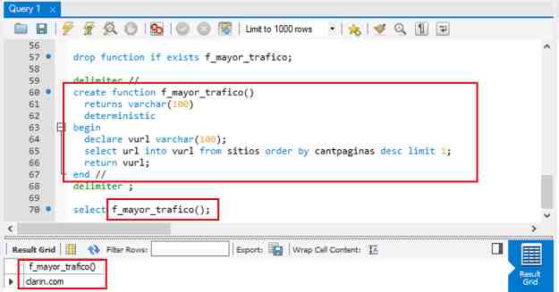 MySQL funciones almacenadas