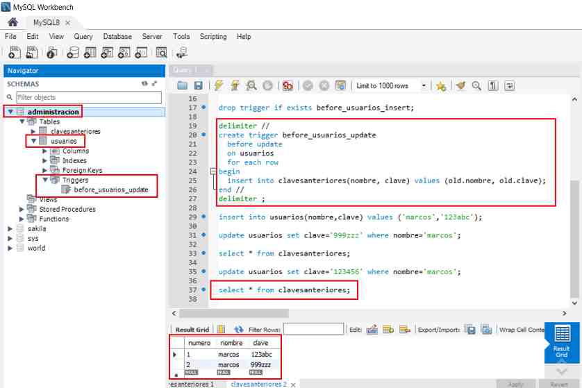 MySQL trigger update