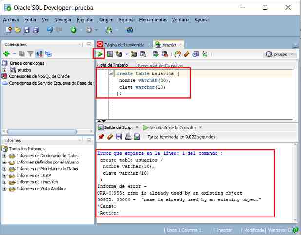 Ejercicios resueltos Crear tablas create table 