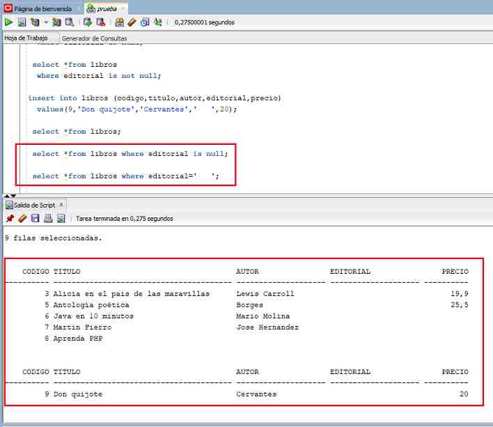 SQL Developer is null