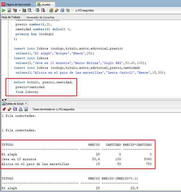 SQL Developer concatenación