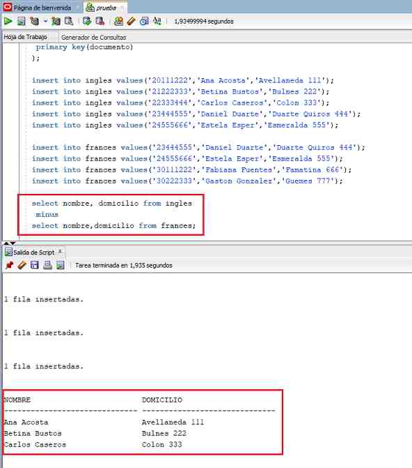 SQL Developer minus