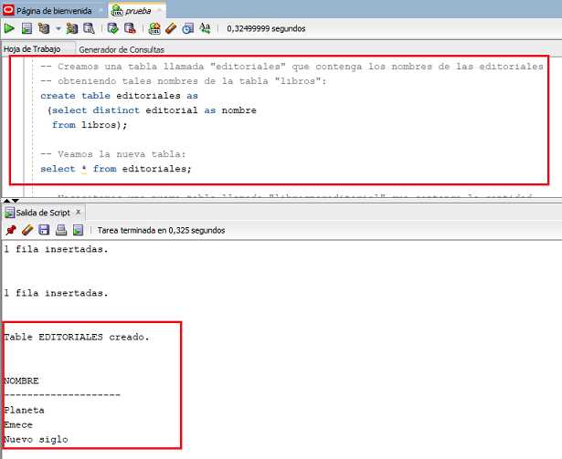 SQL Developer Crear tabla a partir de otra