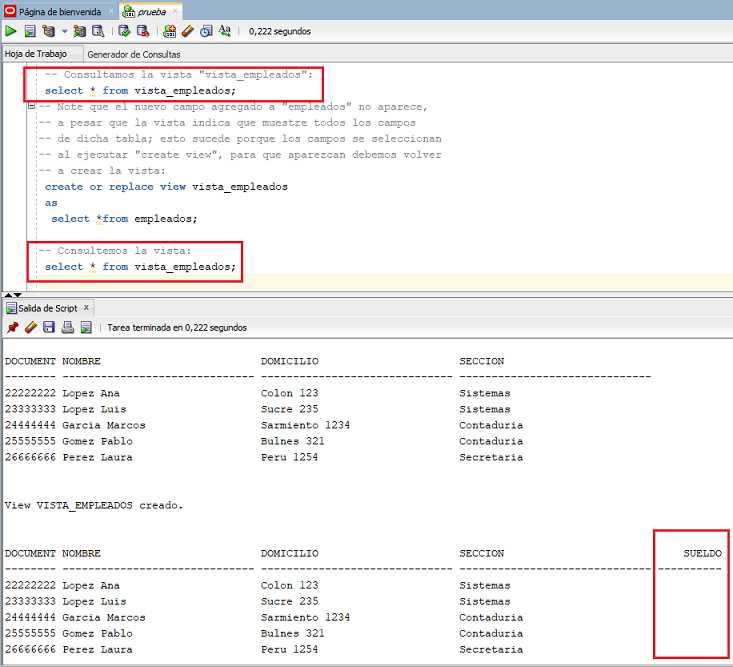 SQL Developer view