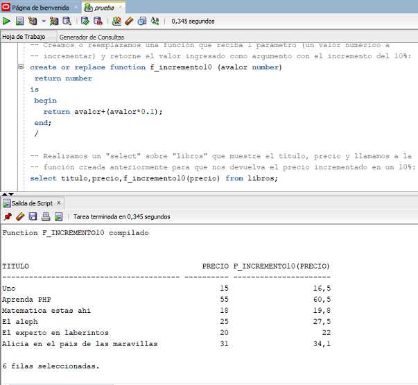 SQL Developer funciones