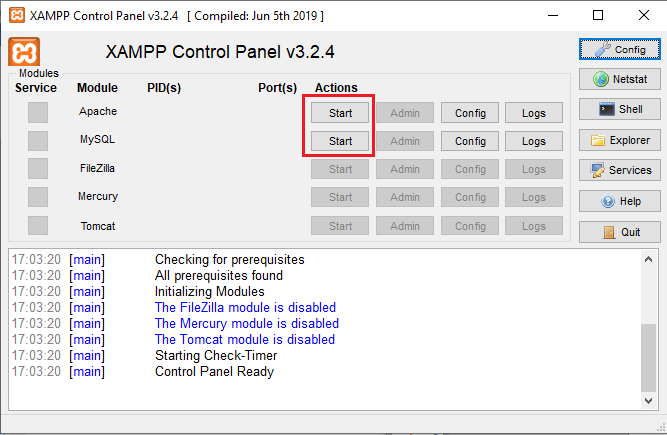 instalación de XAMPP