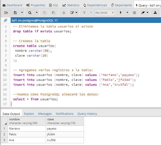 PostgreSQL pgAdmin select