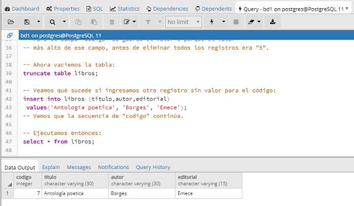 PostgreSQL pgAdmin truncate table