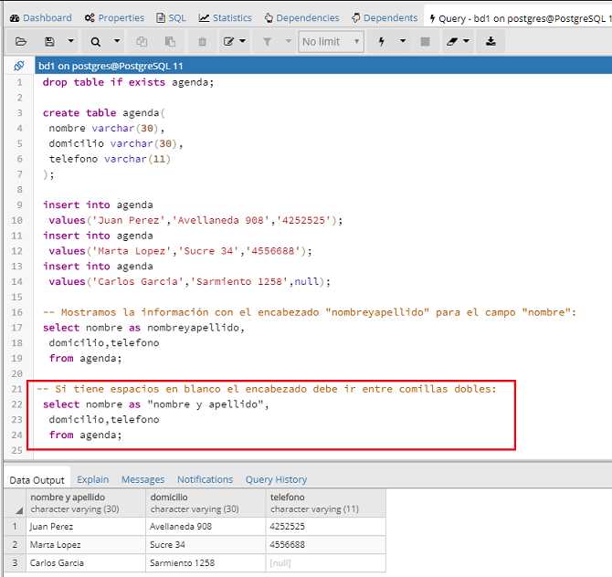 PostgreSQL pgAdmin alias