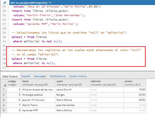 PostgreSQL pgAdmin is null