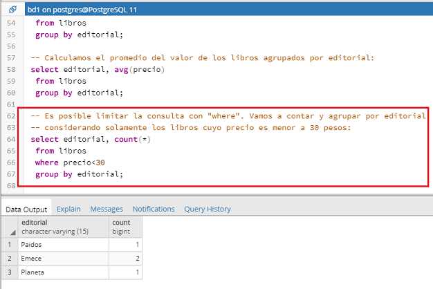 PostgreSQL pgAdmin group by